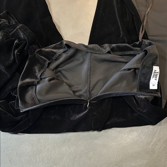 Tiger Mist Black Velvet One-Shoulder Top and Pants Set. Attached set. Size S. - Picture 2 of 7
